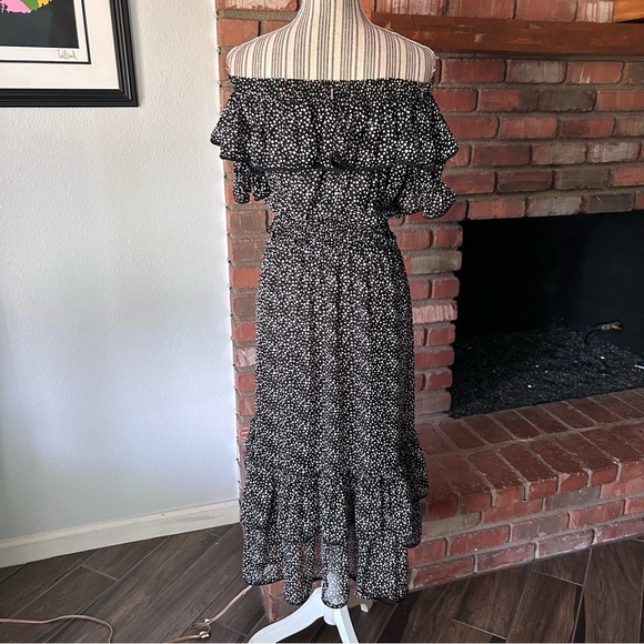 MISA Los Angeles Estefania Off-Shoulder Polka Dot Midi Dress in Black Sz XS - Picture 9 of 12